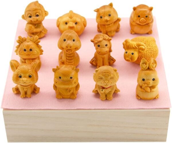 十二支置物 干支 十二支セット 木製 木彫り 正月飾り 桐箱セット OKBABY - 画像 (5)